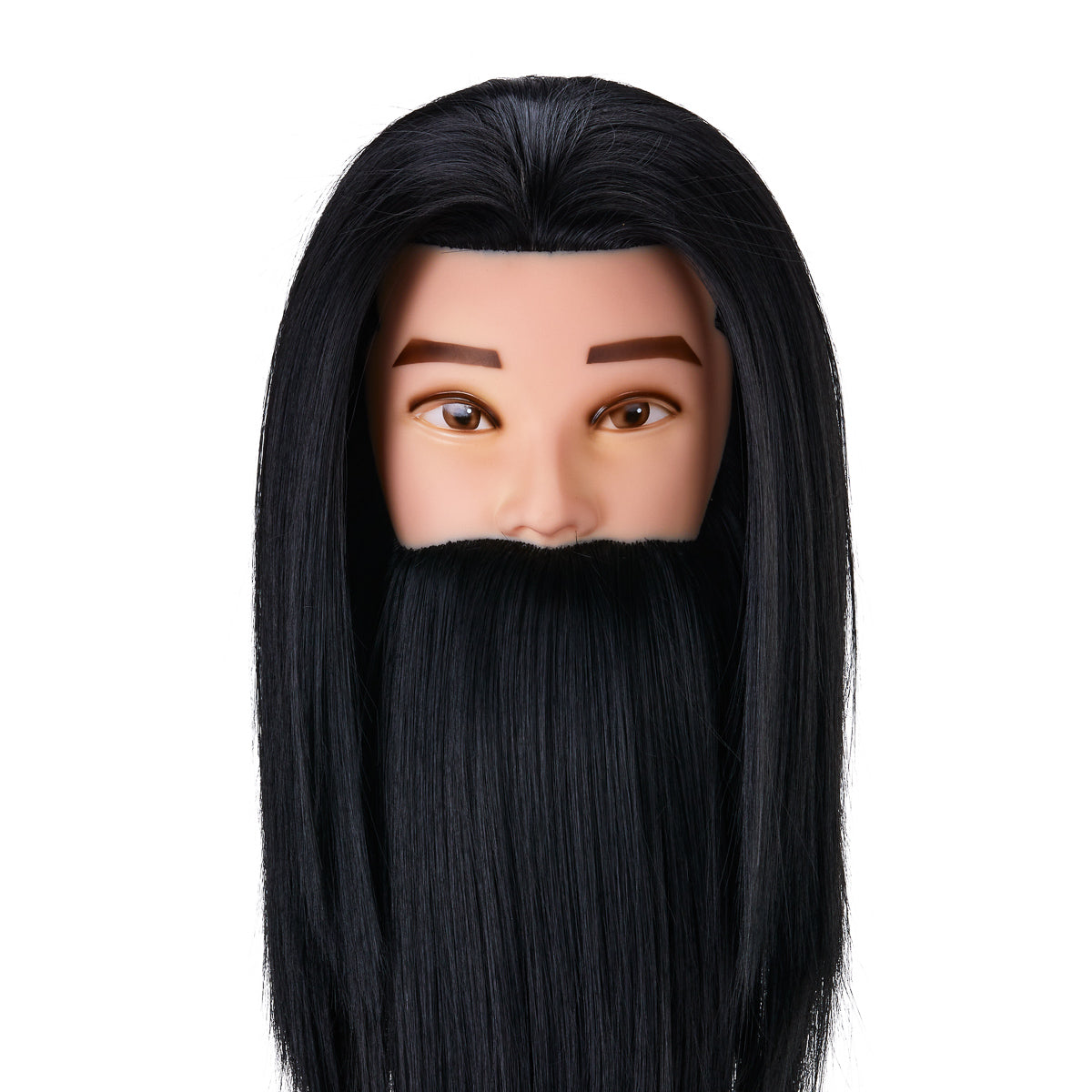 Gabbiano WZ4 Training Head With Beard, Synthetic Hair, Colour 1#, Length 8"+6" - training head hair shown on a white background