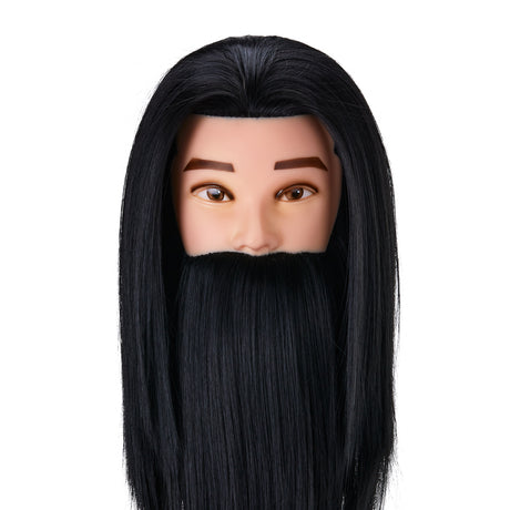 Gabbiano WZ4 Training Head With Beard, Synthetic Hair, Colour 1#, Length 8"+6" - training head hair shown on a white background