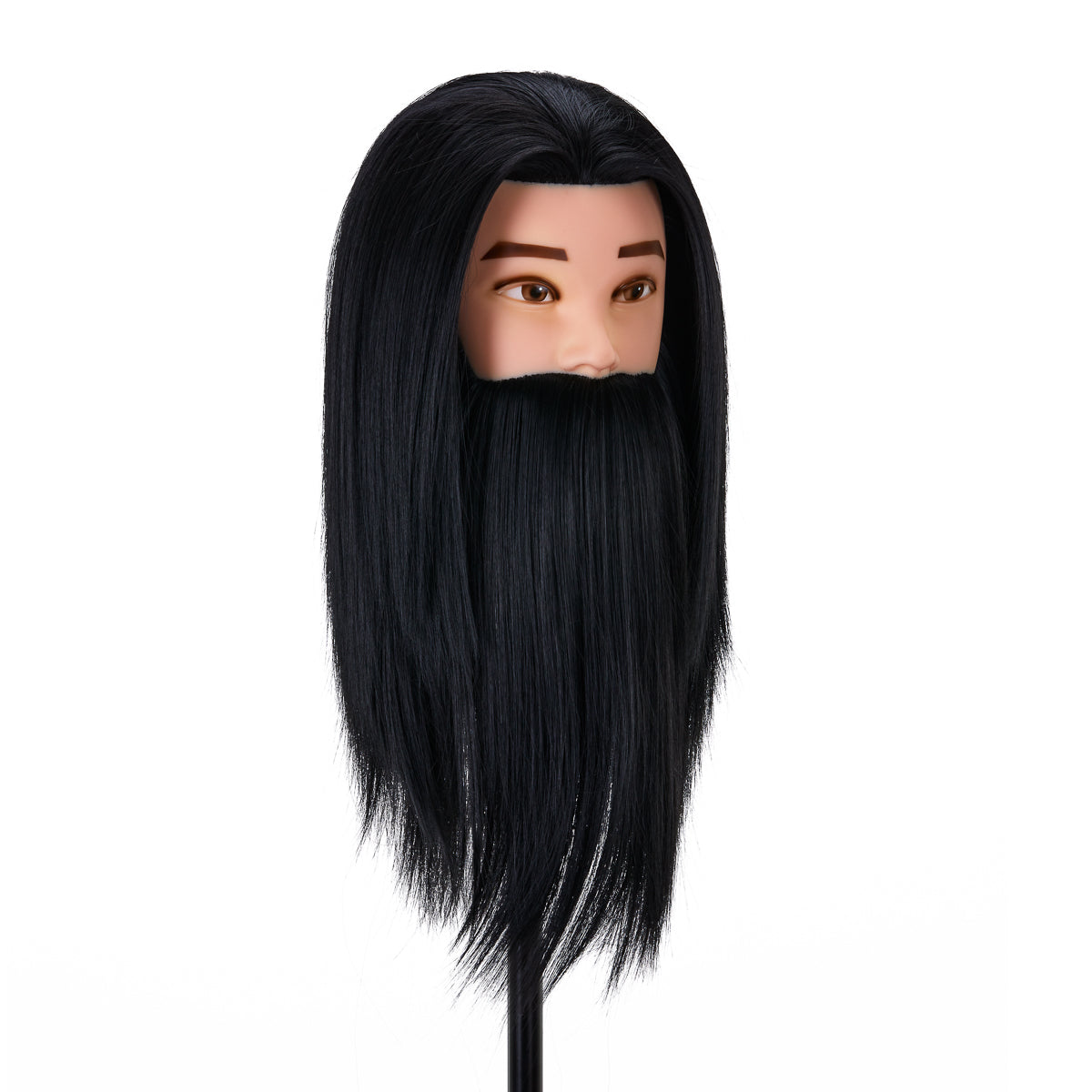 Gabbiano WZ4 Training Head With Beard, Synthetic Hair, Colour 1#, Length 8"+6" - training head hair shown on a white background
