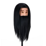Gabbiano WZ4 Training Head With Beard, Synthetic Hair, Colour 1#, Length 8"+6" - training head hair shown on a white background