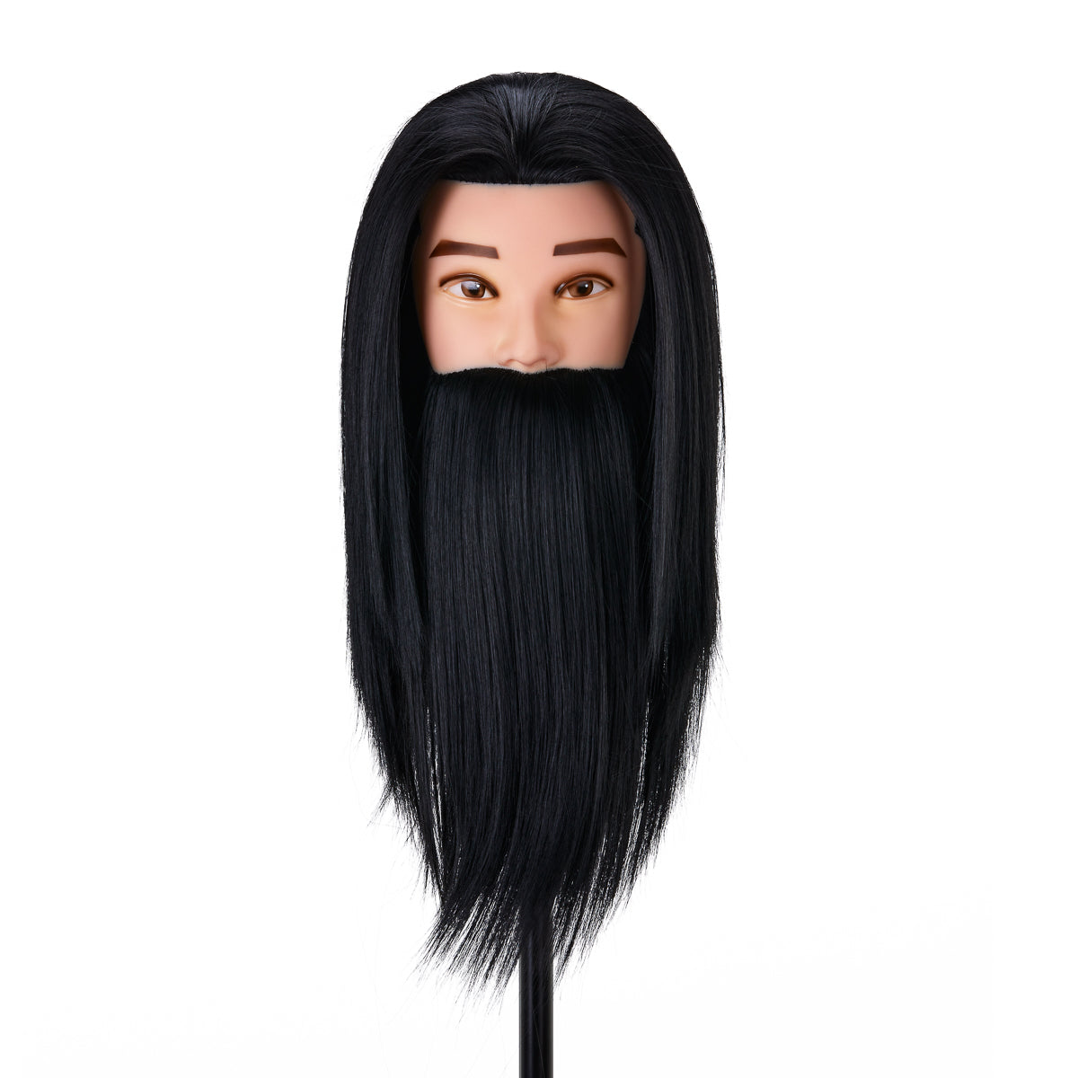 Gabbiano WZ4 Training Head With Beard, Synthetic Hair, Colour 1#, Length 8"+6" - training head hair shown on a white background