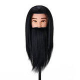 Gabbiano WZ4 Training Head With Beard, Synthetic Hair, Colour 1#, Length 8"+6" - training head hair shown on a white background