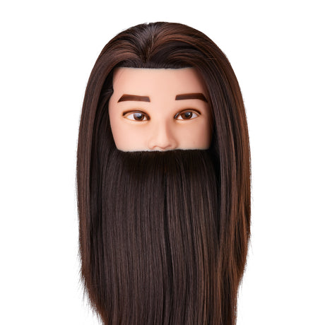 Gabbiano WZ4 Training Head With Beard, Synthetic Hair, Colour 4#, Length 8"+6" - training head hair shown on a white background