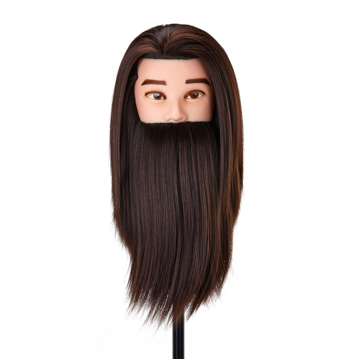 Gabbiano WZ4 Training Head With Beard, Synthetic Hair, Colour 4#, Length 8"+6" - training head hair shown on a white background