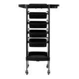 Gabbiano X11-9 Hairdressing Trolley Black Graphics - front view showing the storage and construction details