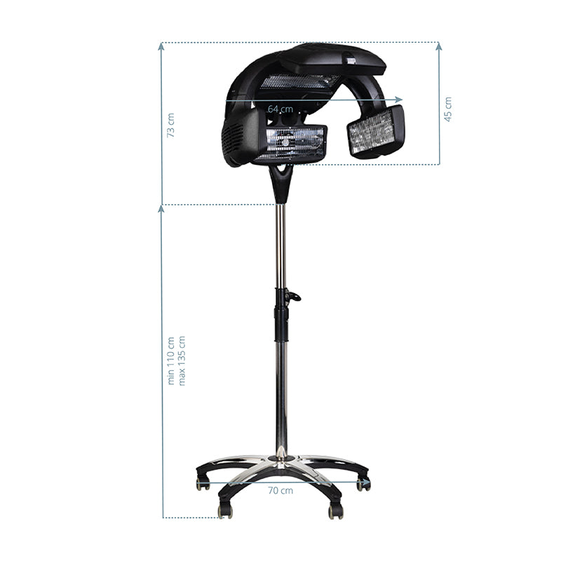 Gabbiano Y-707 Standing Infrared Hair Processor Black - device housing and functional components shown on a white background