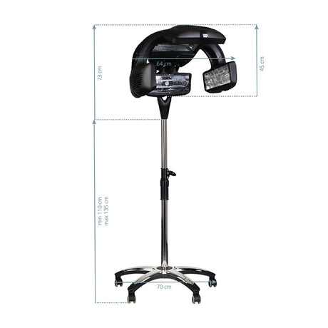 Gabbiano Y-707 Standing Infrared Hair Processor Black - device housing and functional components shown on a white background
