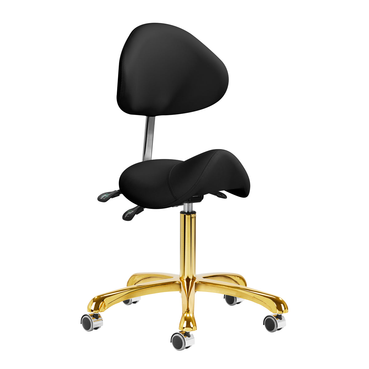 Giovanni 1004 Beauty Chair Gold & Black - full product view at an angle on a white background
