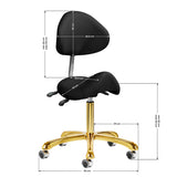 Giovanni 1004 Beauty Chair Gold & Black - close-up of the upholstery and adjustment details
