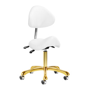 Giovanni 1004 Beauty Chair Gold & White - full product view at an angle on a white background