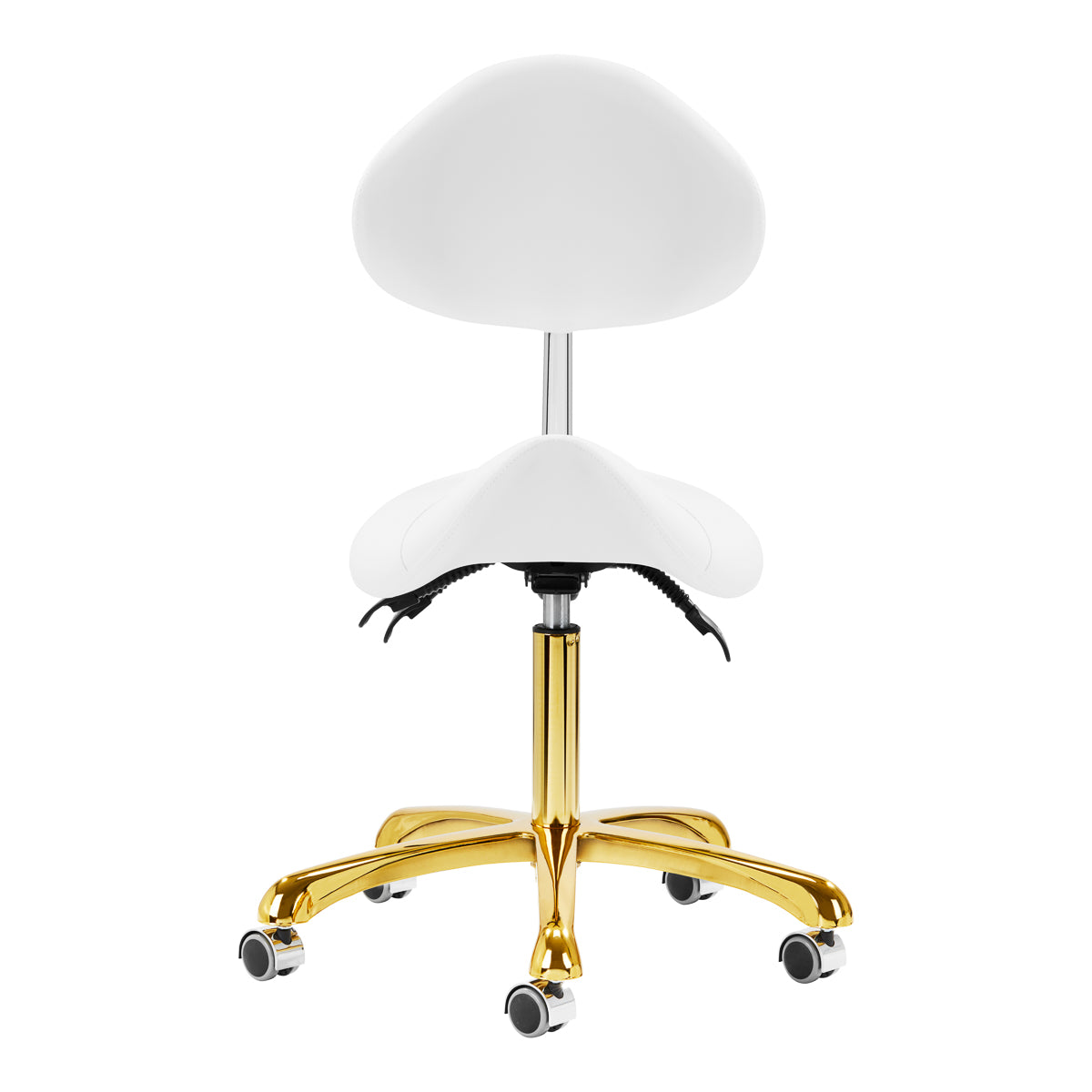 Giovanni 1004 Beauty Chair Gold & White - full product view on a white background