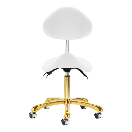 Giovanni 1004 Beauty Chair Gold & White - full product view on a white background