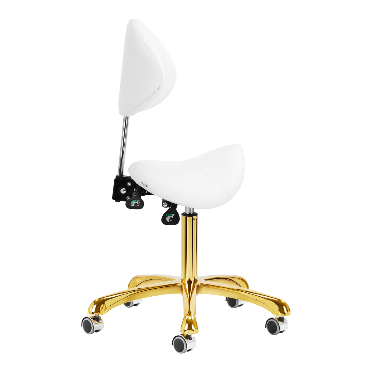Giovanni 1004 Beauty Chair Gold & White - full product view on a white background