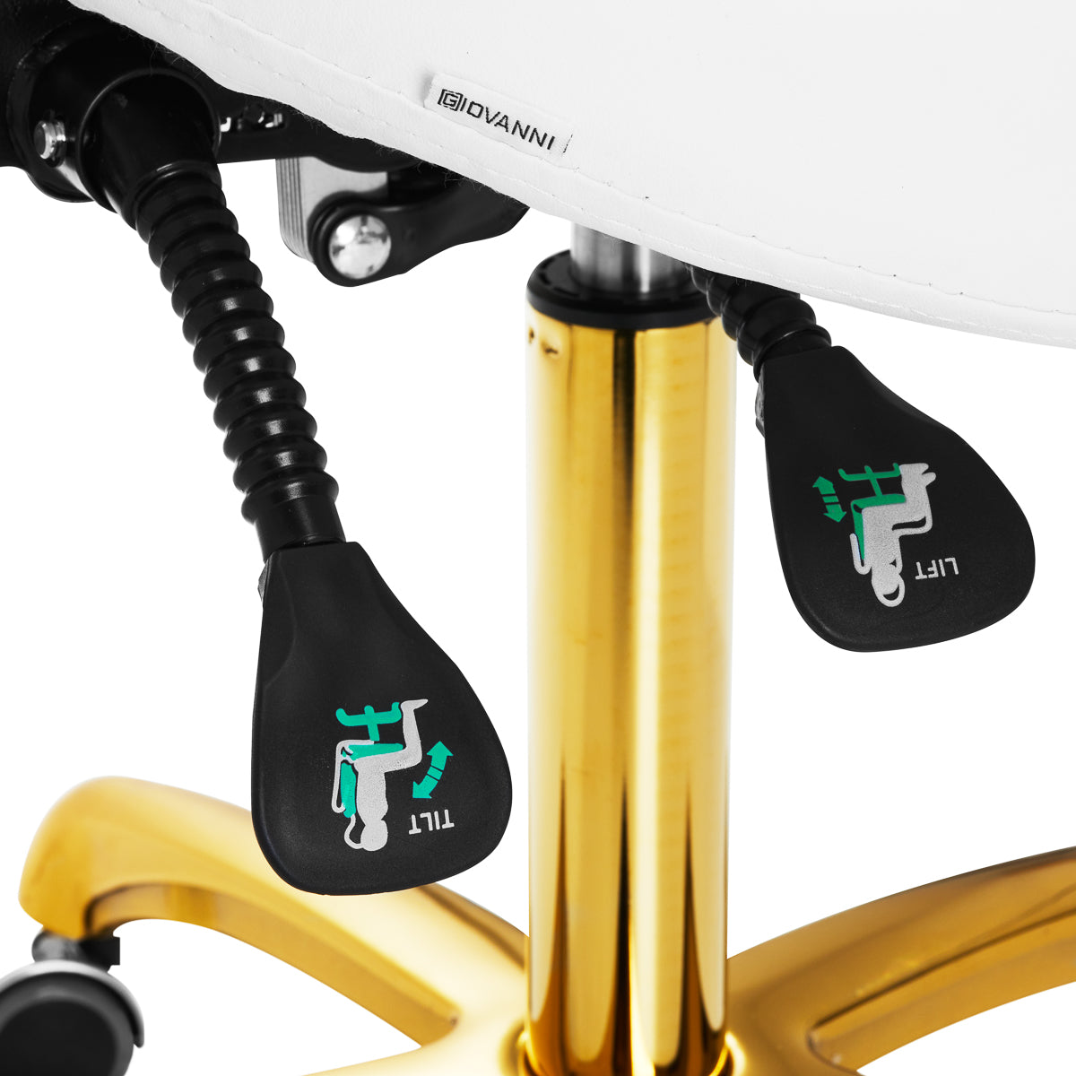 Giovanni 1004 Beauty Chair Gold & White - displayed in a professional treatment-room setting