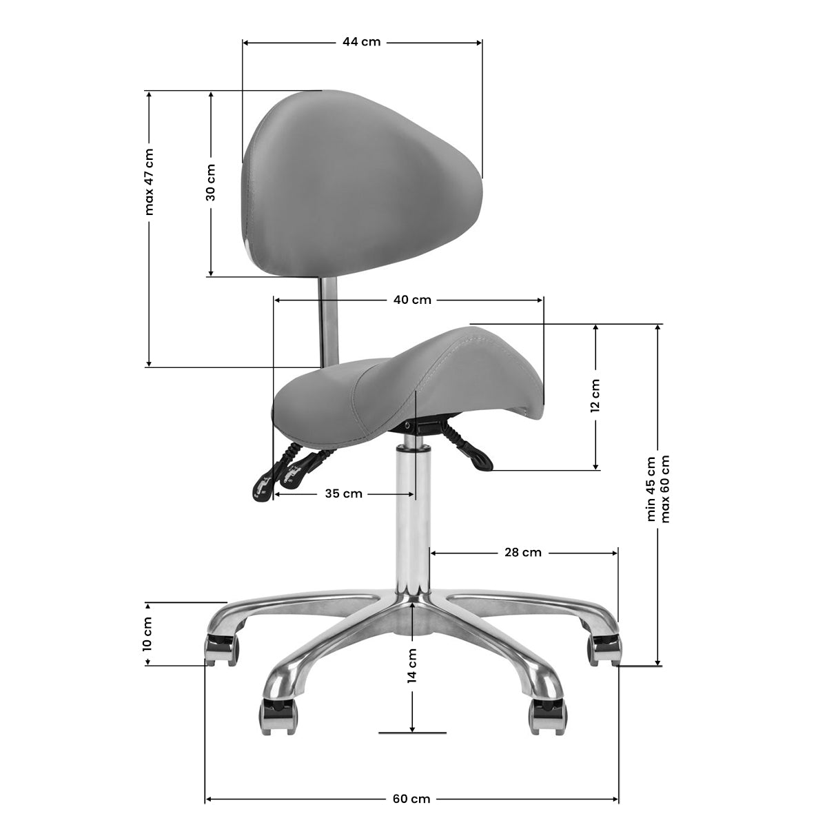 Giovanni 1004 Beauty Chair Grey - full product view on a white background