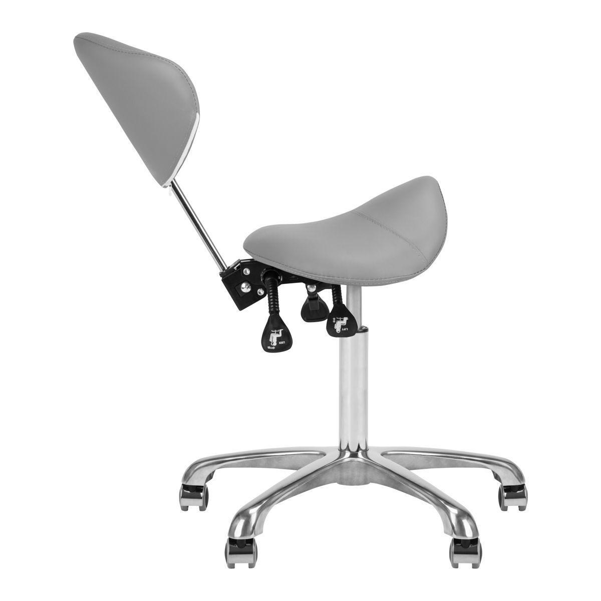 Giovanni 1004 Beauty Chair Grey - close-up of the upholstery and adjustment details