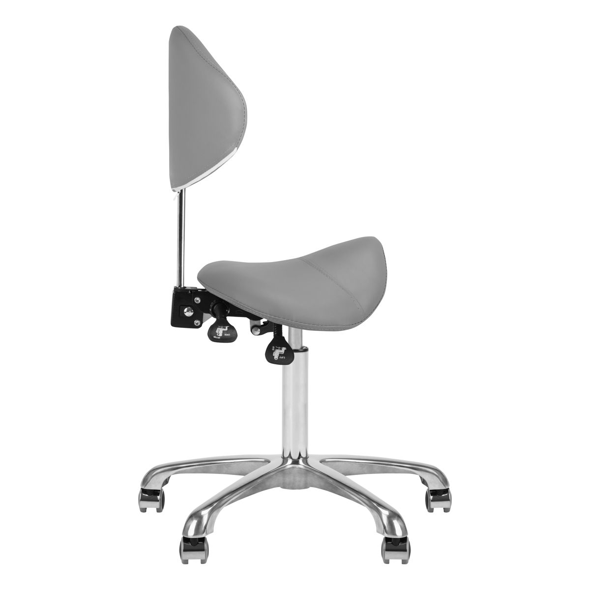 Giovanni 1004 Beauty Chair Grey - close-up of the upholstery and adjustment details