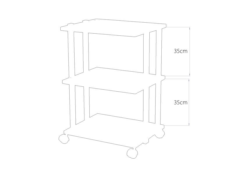 Giovanni 1041 Beauty Trolley - front view showing the storage and construction details
