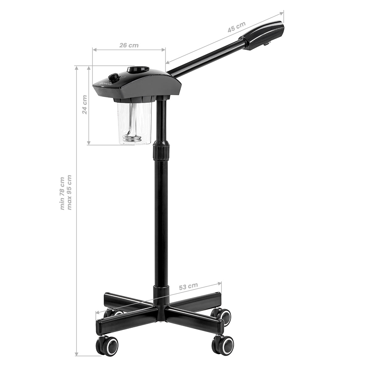 Giovanni D-20 Facial Steamer Black - device housing and functional components shown on a white background