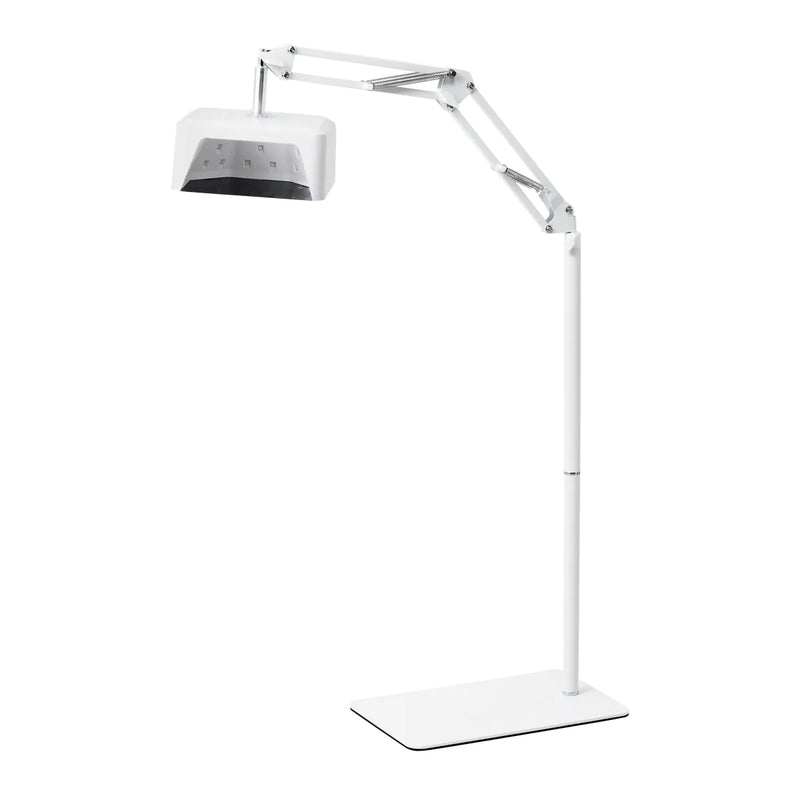 Glow 112 white UV LED pedicure nail lamp on its adjustable floor stand, front view