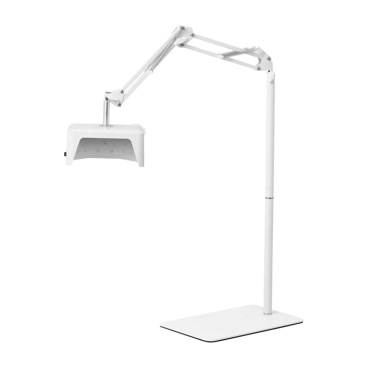 Glow 112 white UV LED pedicure nail lamp on its metal stand, side view