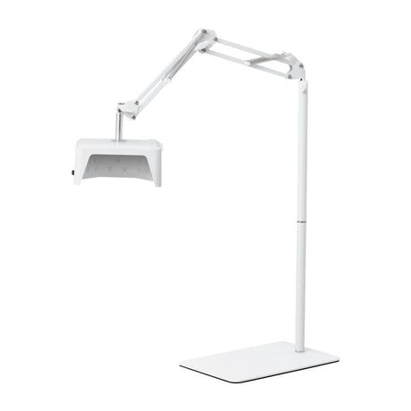 Glow 112 white UV LED pedicure nail lamp on its metal stand, side view