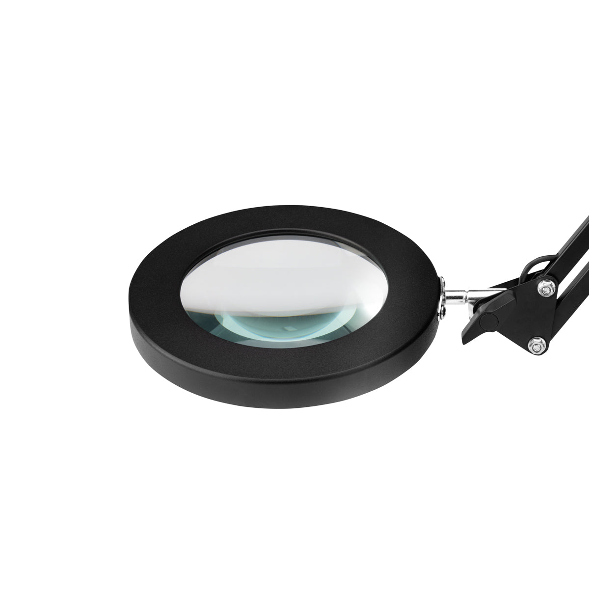 Glow 308 Black LED Tabletop Magnifier Lamp - device housing and functional components shown on a white background