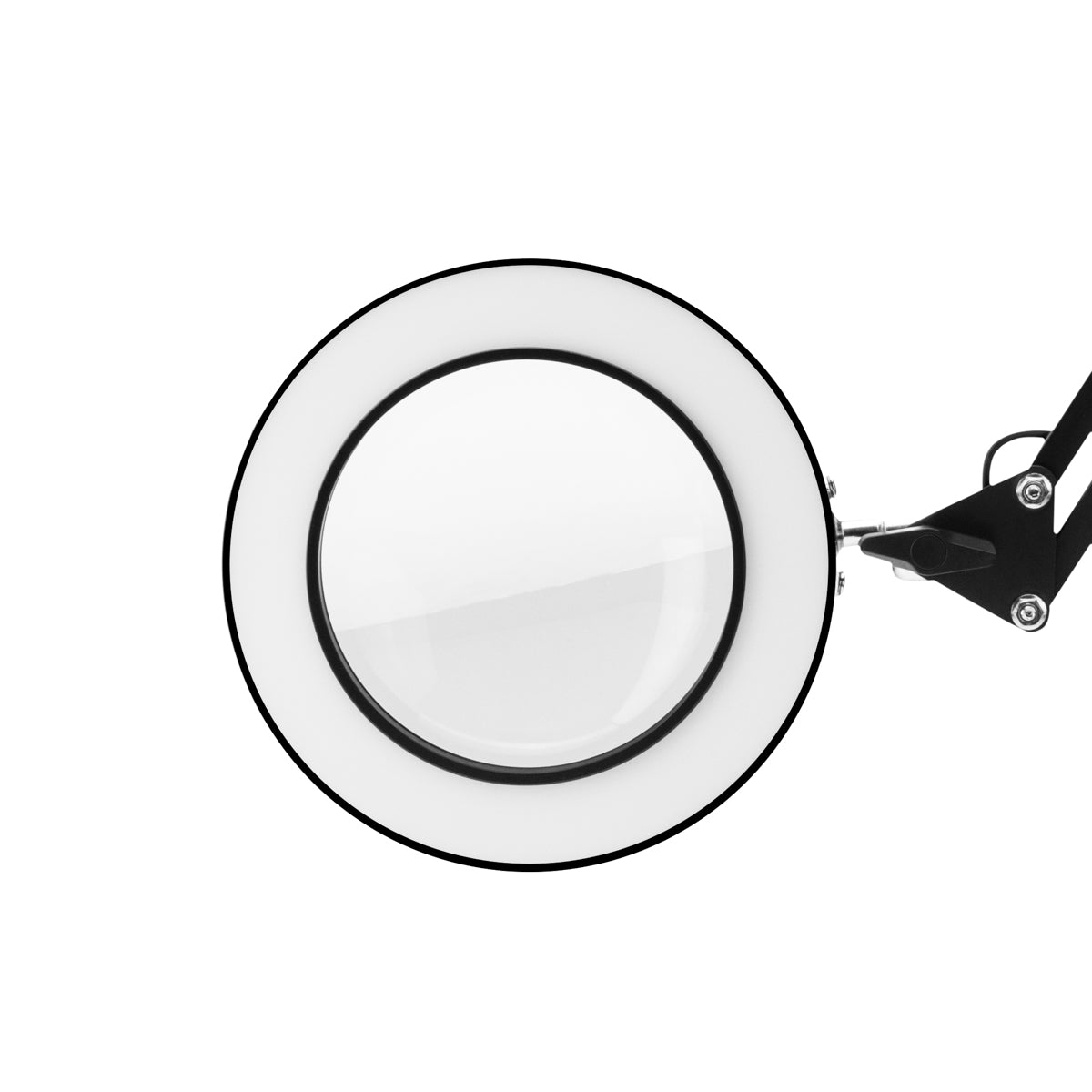 Glow 308 Black LED Tabletop Magnifier Lamp - main unit with included components on a white background