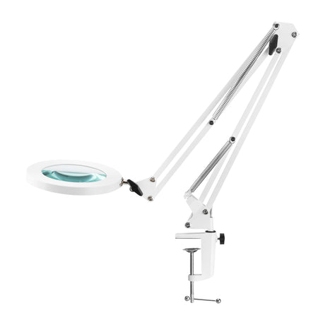 Glow 308 White LED Tabletop Magnifier Lamp - main unit with included components on a white background