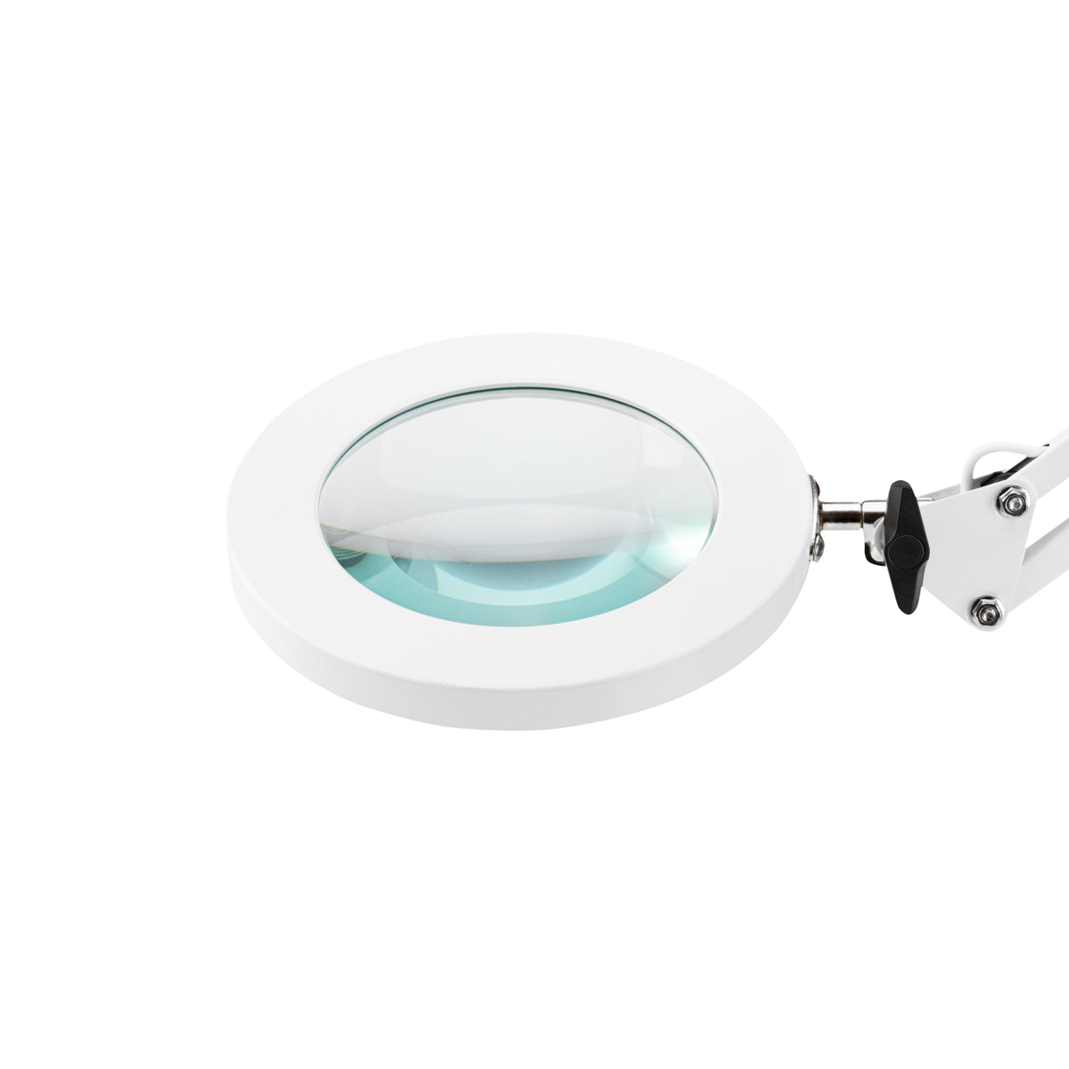 Glow 308 White LED Tabletop Magnifier Lamp - main unit with included components on a white background
