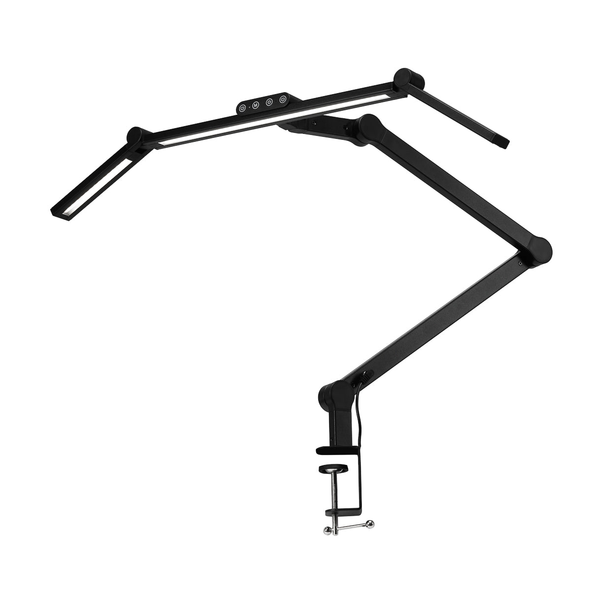 Glow L03 Black Tabletop Lamp for Beauty Treatments, Eyelash Extensions, Nail Styling & Makeup - LED treatment lamp with adjustable light arms on a white background