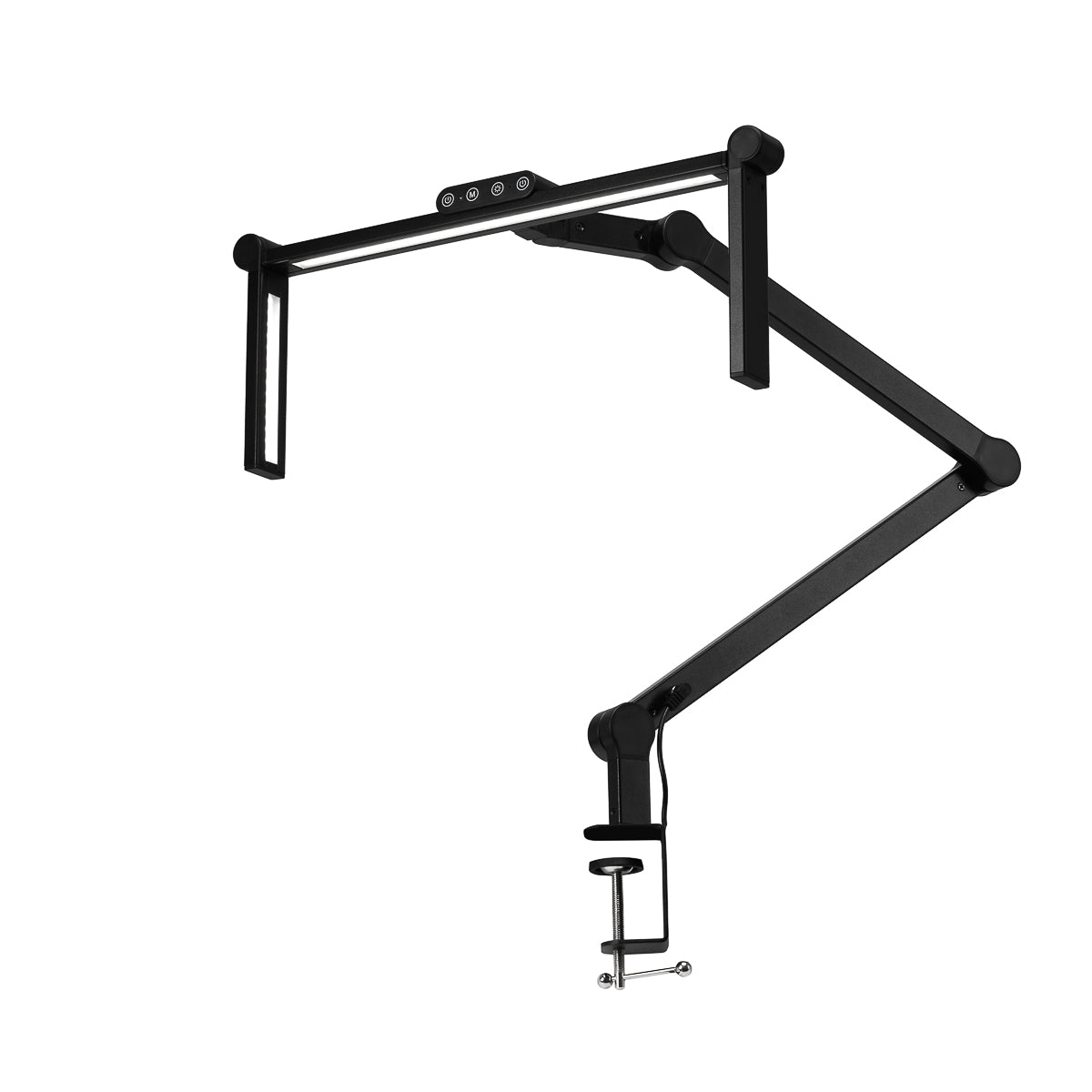 Glow L03 Black Tabletop Lamp for Beauty Treatments, Eyelash Extensions, Nail Styling & Makeup - LED treatment lamp with adjustable light arms on a white background