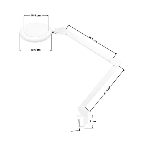 Glow Led Magnifier Lamp Adjustable Colour 8021 - device housing and functional components shown on a white background