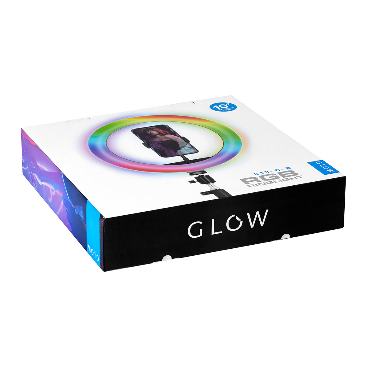 Glow Makeup Ring Lamp 10" 10W with Tripod - isolated on a white background