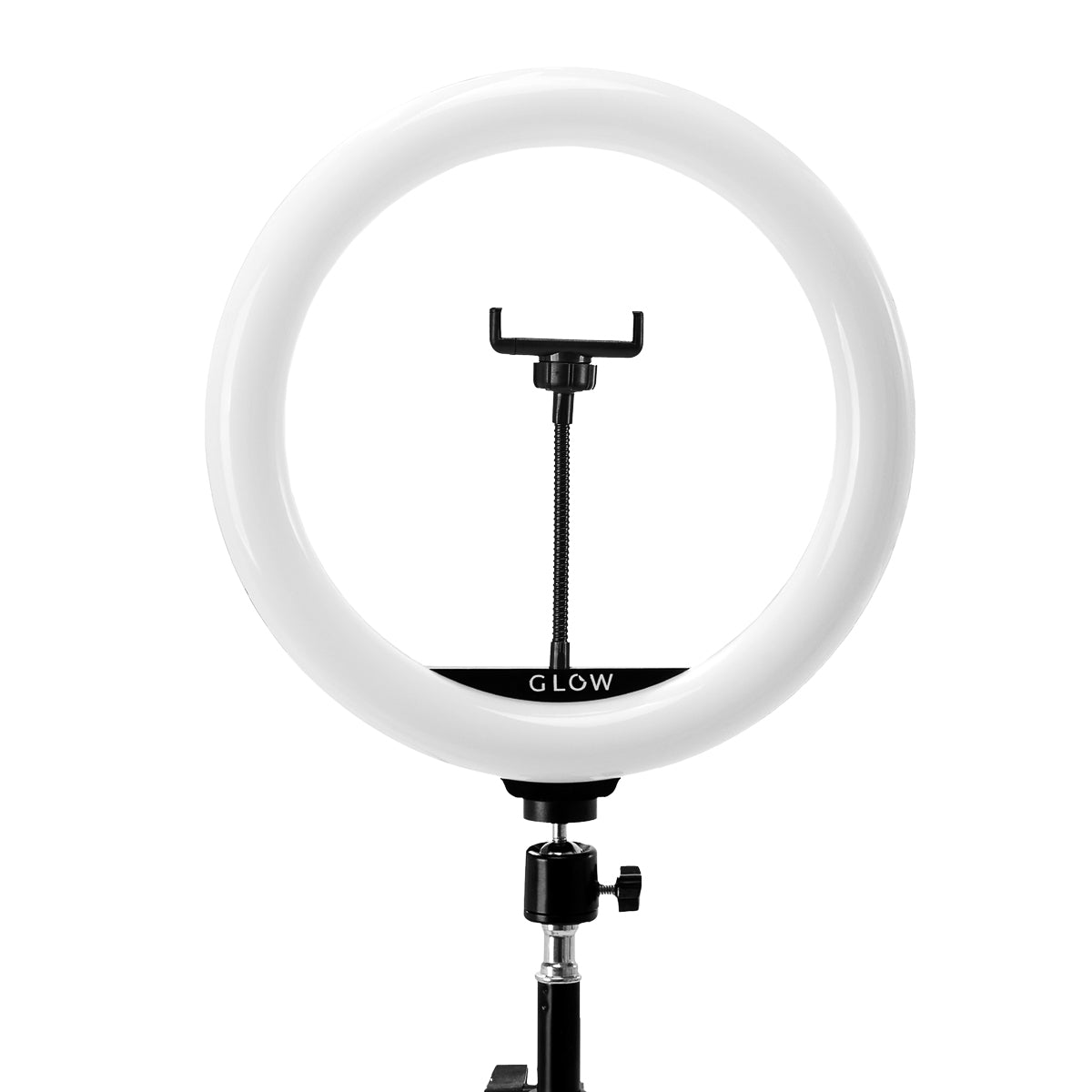 Glow Makeup Ring Lamp 10" RGB 10W with Tripod - isolated on a white background