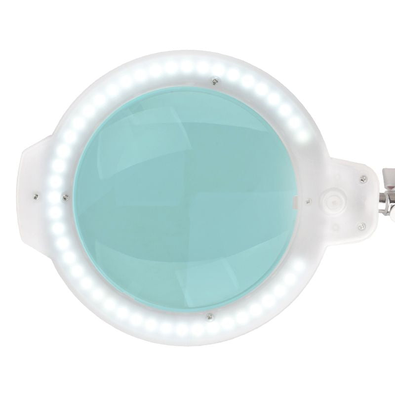 Glow Moonlight 8012 5″ LED Magnifying Desk Lamp White - main unit with included components on a white background