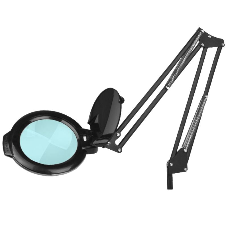 Glow Moonlight 8013/6 5D LED Magnifying Lamp Black With Tripod - device housing and functional components shown on a white background