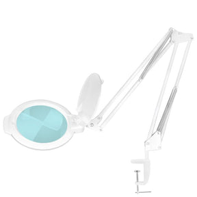 Glow Moonlight 8013 6″ LED Magnifying Desk Lamp White - main unit with included components on a white background
