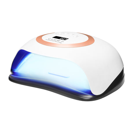 Glow V1 168W UV/LED Nail Lamp Gold - main unit with included components on a white background