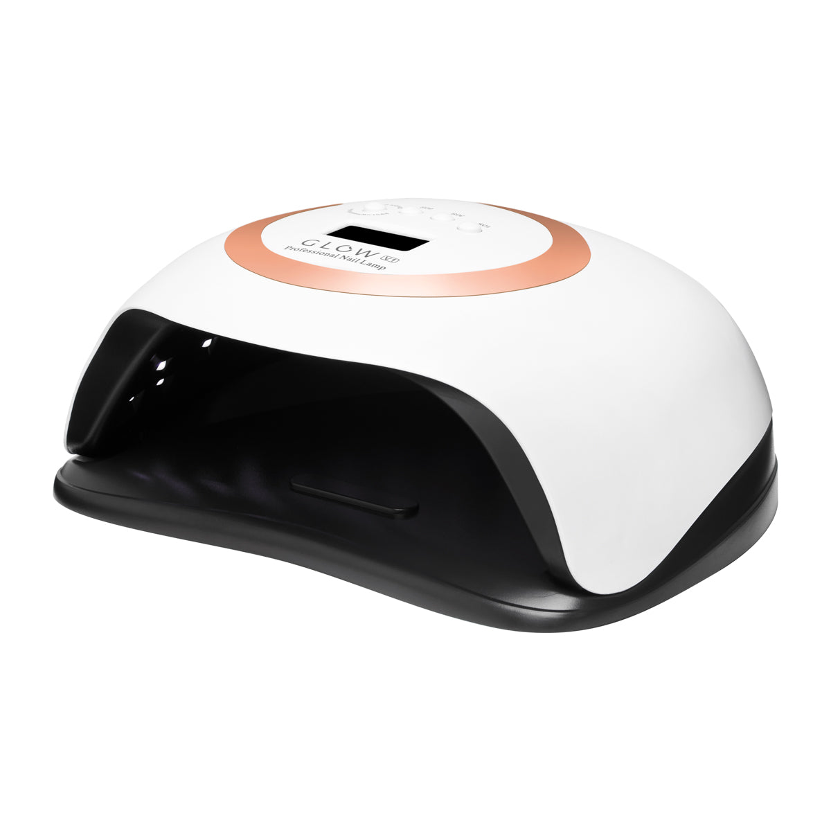 Glow V1 168W UV/LED Nail Lamp Gold - main unit with included components on a white background