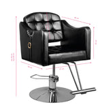 Hair System 0-90 Hair Salon Styling Chair Black - side view on a white background