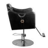Hair System 0-90 Hair Salon Styling Chair Black - front view on a white background