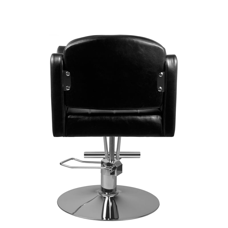 Hair System 0-90 Hair Salon Styling Chair Black - rear view on a white background