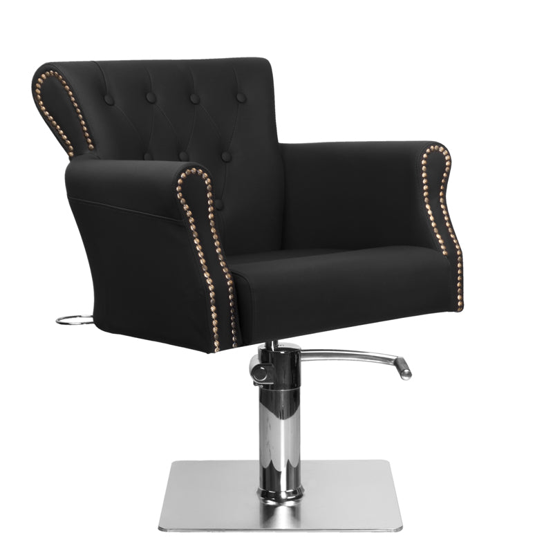 Hair System BER 8541 Barber Chair Black - angled front view on a white background