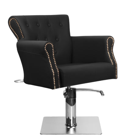Hair System BER 8541 Barber Chair Black - angled front view on a white background