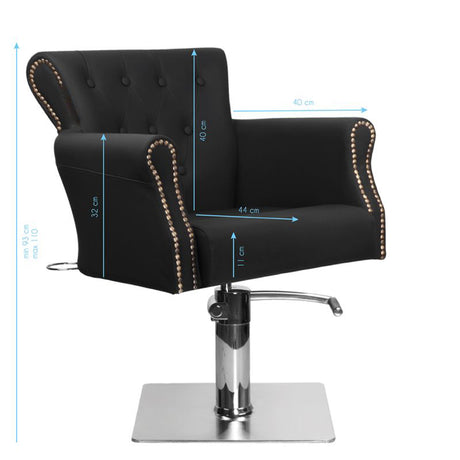 Hair System BER 8541 Barber Chair Black - side view on a white background