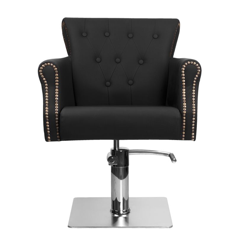 Hair System BER 8541 Barber Chair Black - reclined side view with the footrest extended