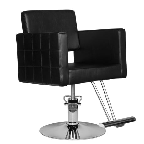 Hair System Hairdressing Chair HS33 Black - angled front view on a white background