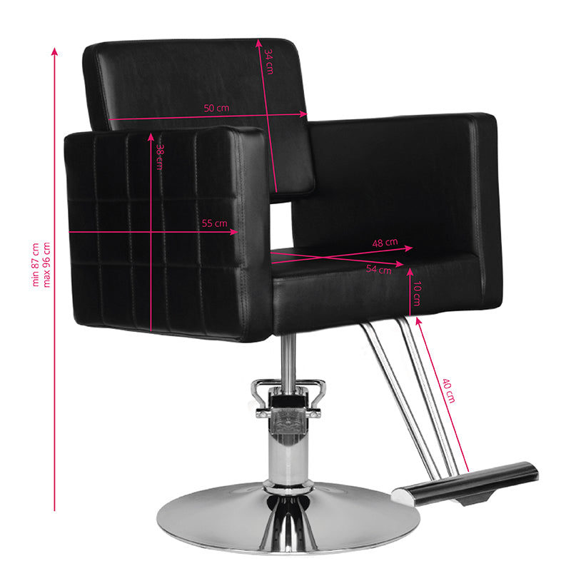 Hair System Hairdressing Chair HS33 Black - side view on a white background