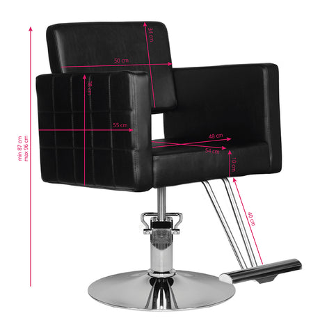 Hair System Hairdressing Chair HS33 Black - side view on a white background
